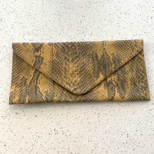 Faux Snake Print Clutch